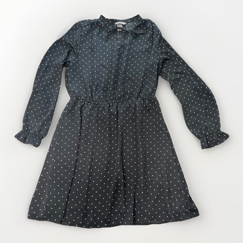 H&M Women's Size 8 Gray Polka Dot Long Sleeved Dress
